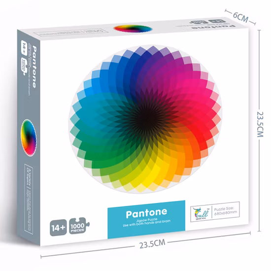 무지개 직소 퍼즐 종이 도전 OEM 디자인 아름다운 1000 조각 원형 어린이 및 성인 라운드 퍼즐